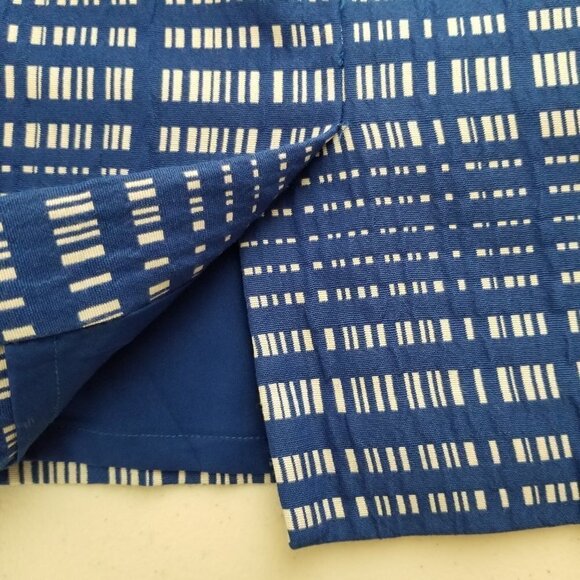 Banana Republic 0 Petite Blue White Crosshatch Pencil Skirt Back Zip - Picture 8 of 8